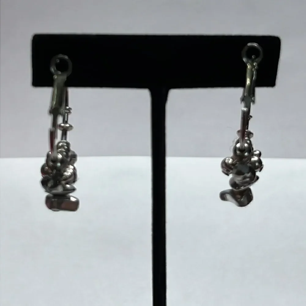 Silver Tone Hoops with Silver Stones & Beads